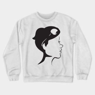 Girl with sun glasses and a  orca whale optical illusion Crewneck Sweatshirt